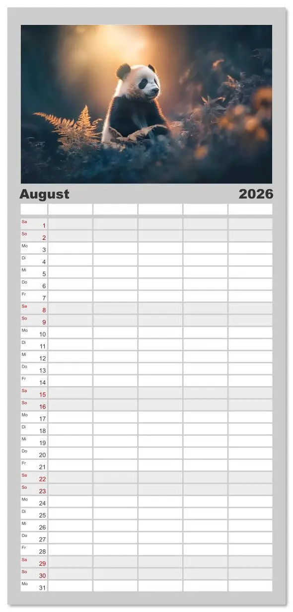Bild: 9783516617863 | Familienplaner 2026 - Schwarz auf Weiß - Der Panda-Kalender mit 5...