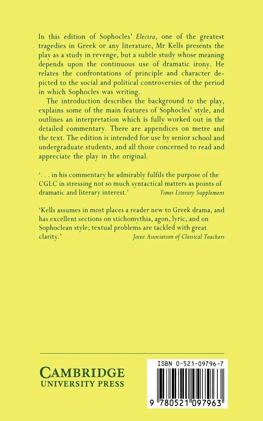 Rückseite: 9780521097963 | Sophocles | Electra | J. H. Kells (u. a.) | Taschenbuch | Englisch