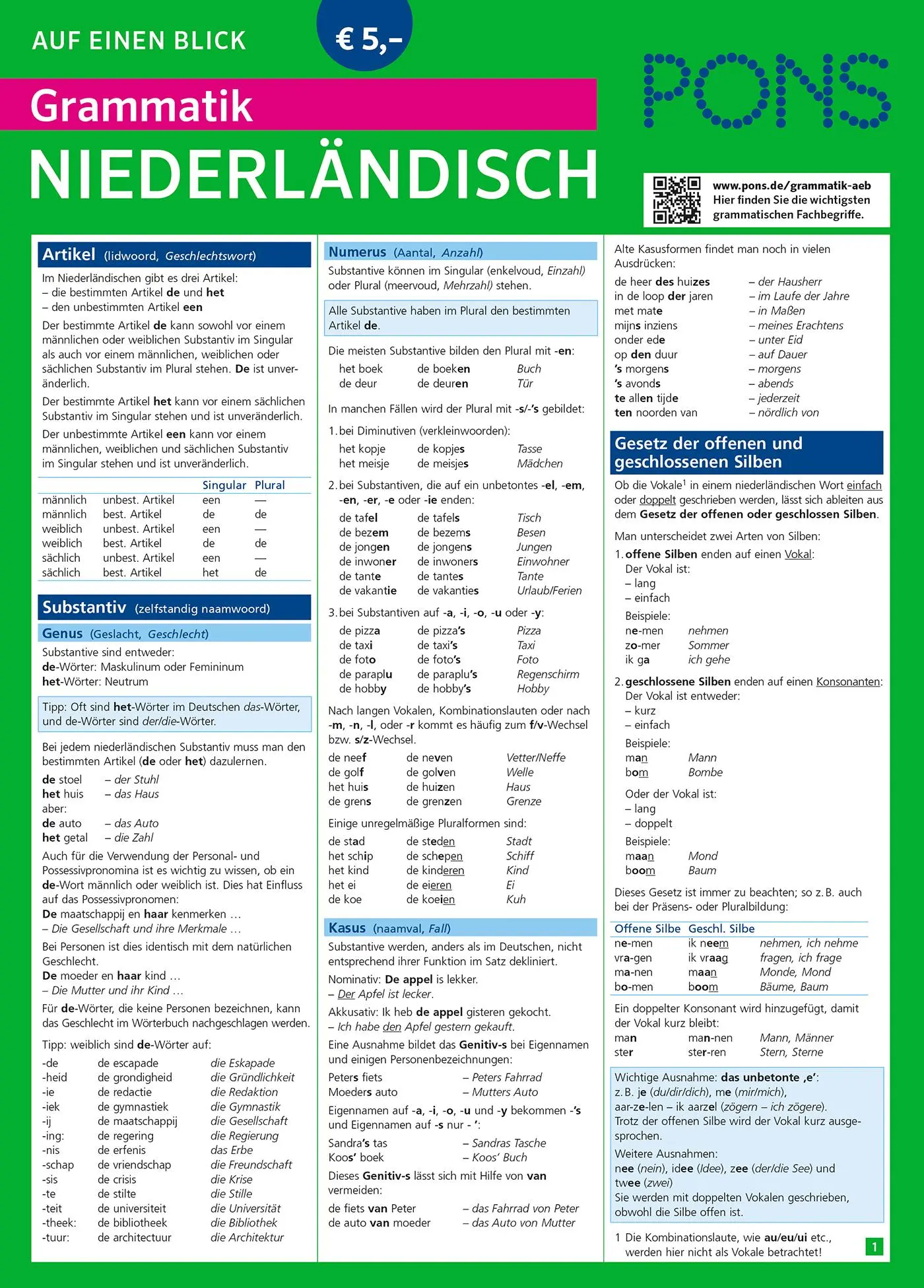 Cover: 9783125627963 | PONS Grammatik auf einen Blick Niederländisch | Digna Myrte Hobbelink