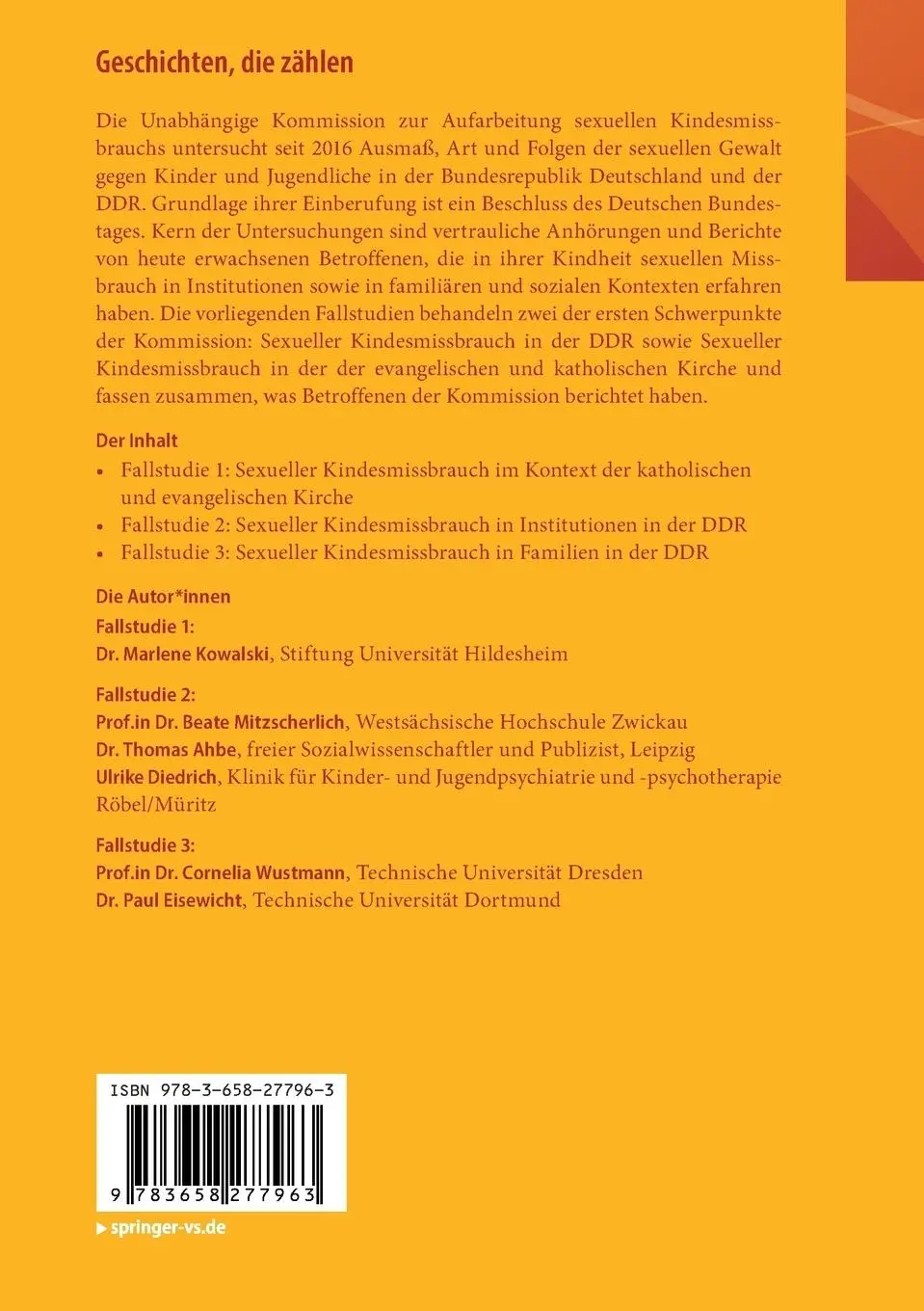 Rückseite: 9783658277963 | Geschichten, die zählen | Kindesmissbrauchs | Taschenbuch | xiv | 2019