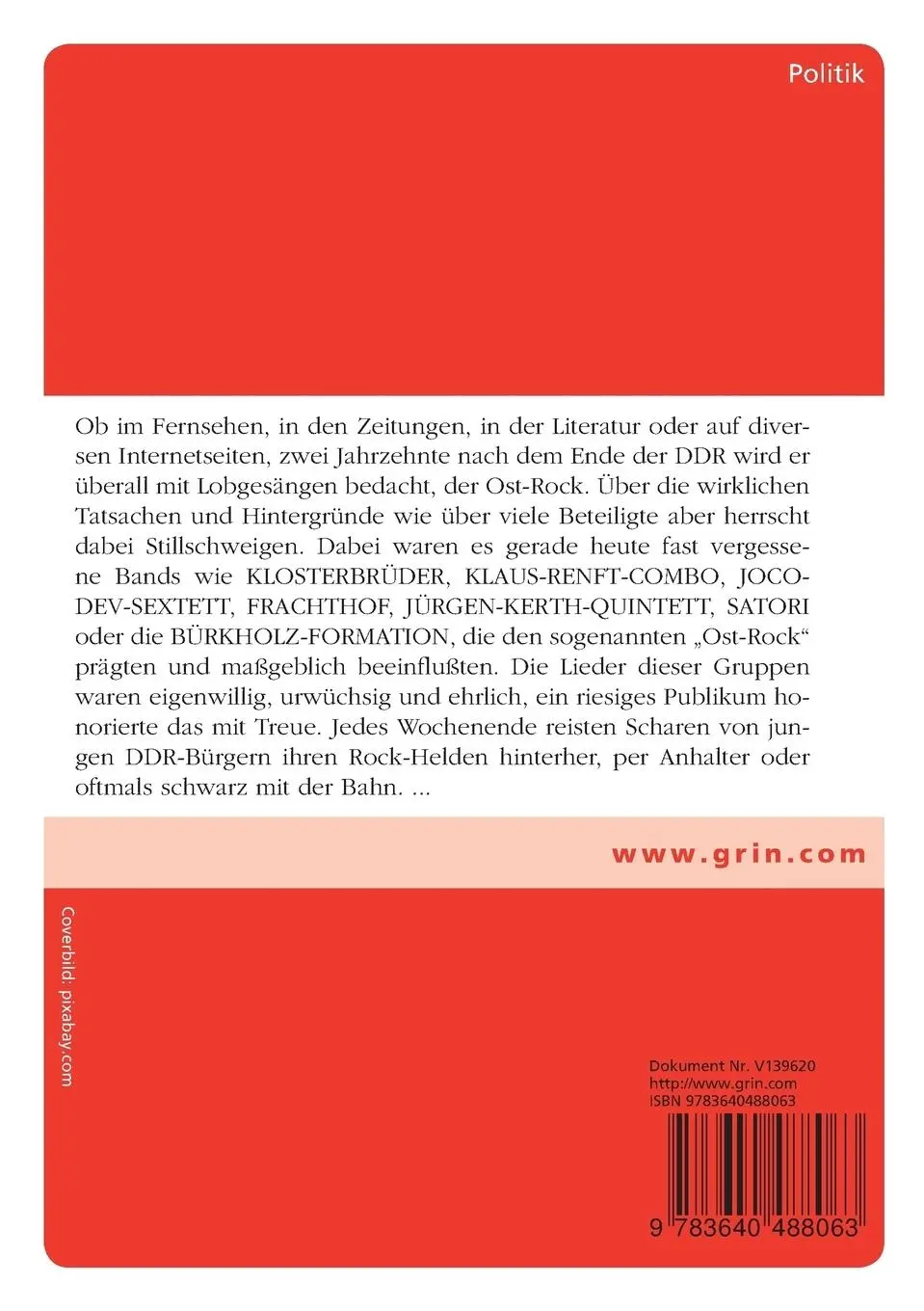 Rückseite: 9783640488063 | Geschlossene Gesellschaft. Die DDR-Rockmusik zwischen Linientreue...