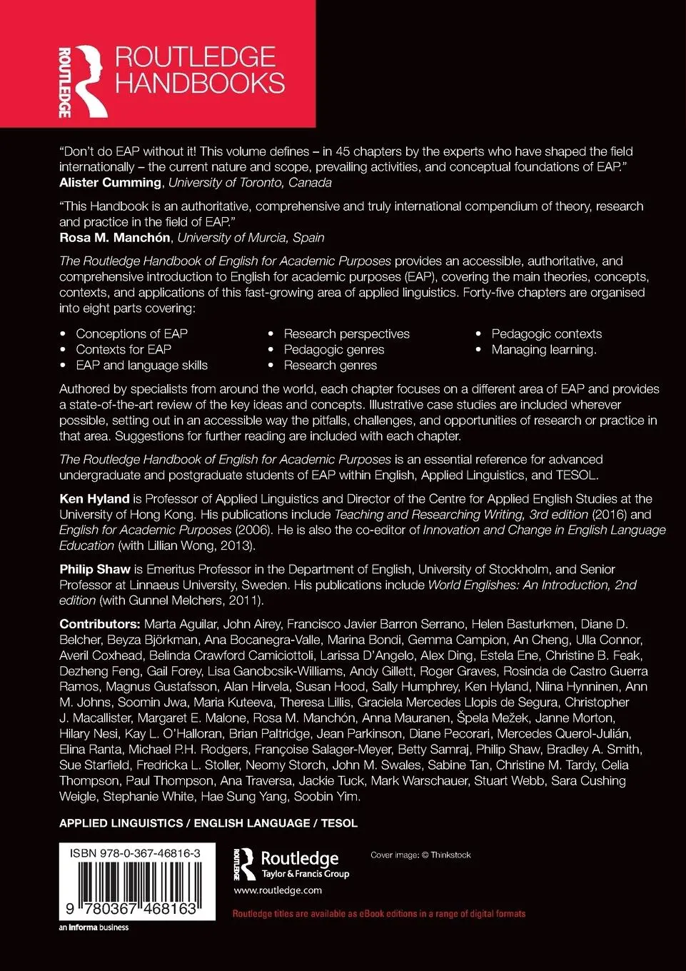 Rückseite: 9780367468163 | The Routledge Handbook of English for Academic Purposes | Ken Hyland