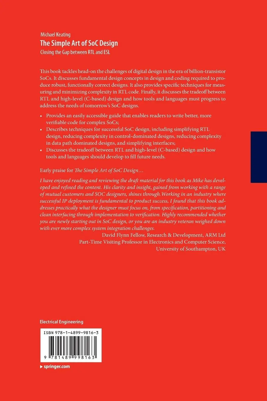 Rückseite: 9781489998163 | The Simple Art of SoC Design | Closing the Gap between RTL and ESL