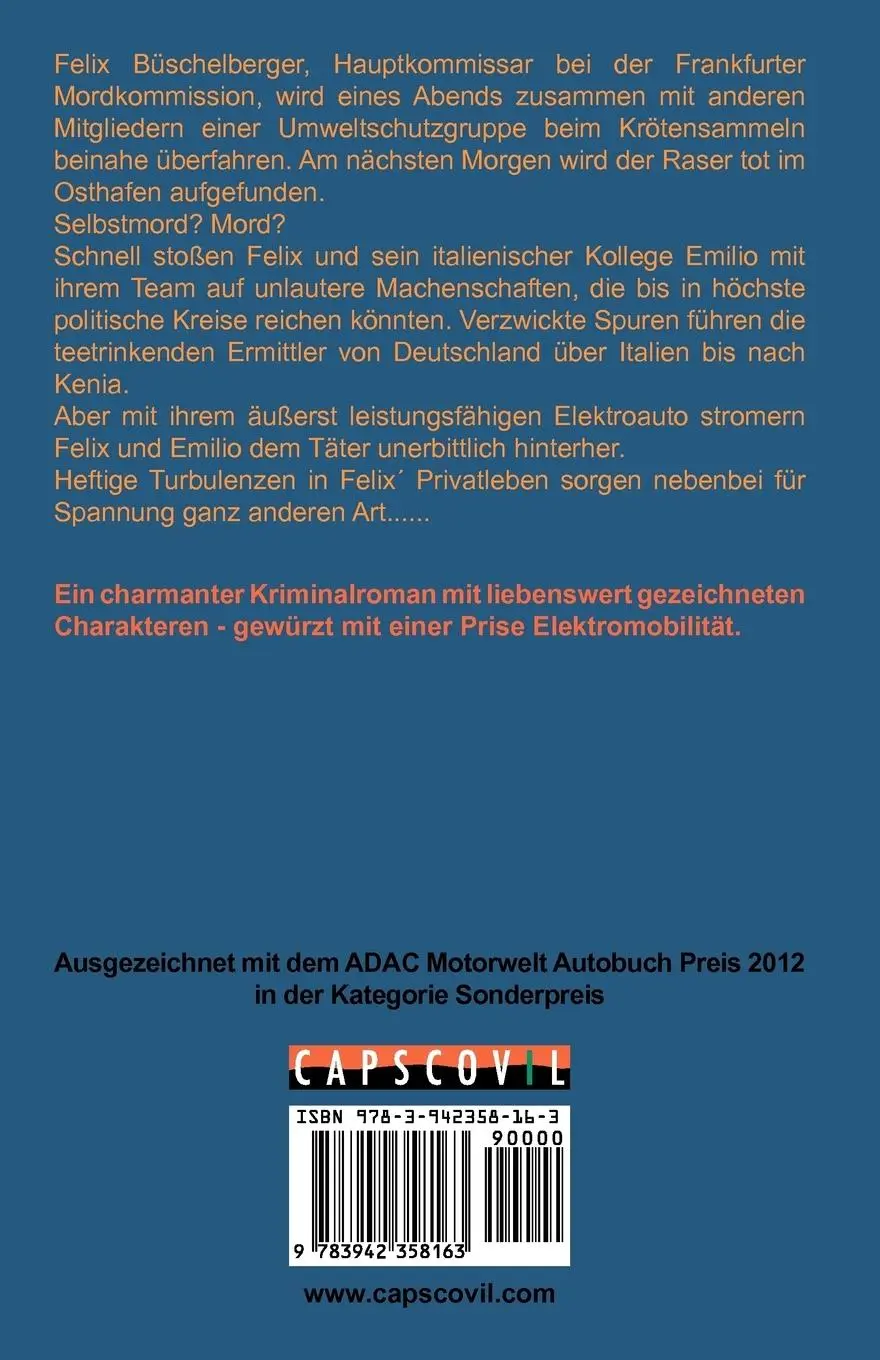 Rückseite: 9783942358163 | Krötenmord | Kriminalroman mit Elektroauto-fahrenden Kommissaren