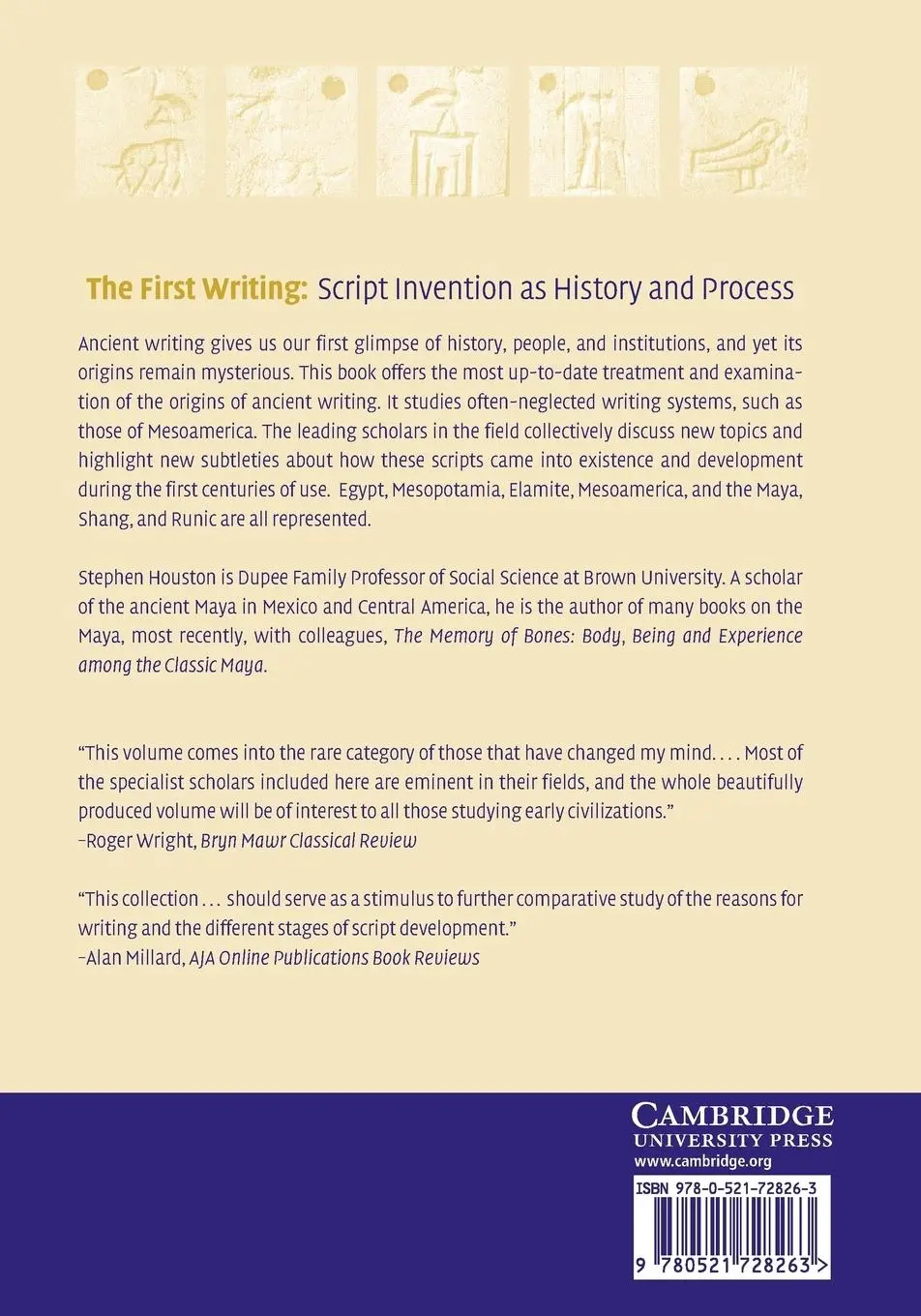 Rückseite: 9780521728263 | The First Writing | Script Invention as History and Process | Houston