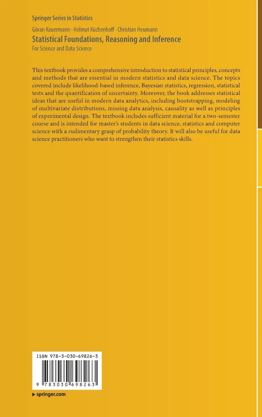 Rückseite: 9783030698263 | Statistical Foundations, Reasoning and Inference | Kauermann (u. a.)