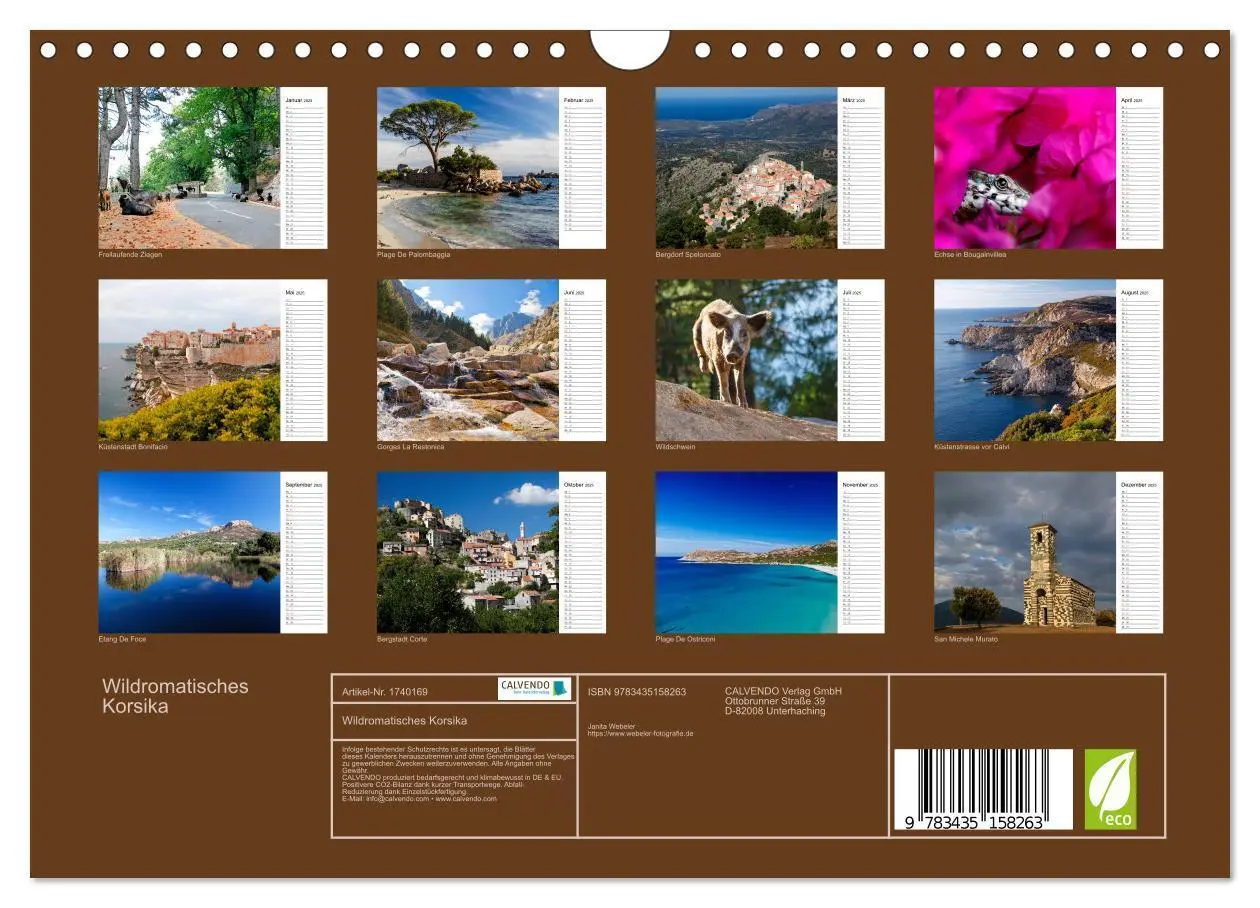 Bild: 9783435158263 | Wildromatisches Korsika (Wandkalender 2025 DIN A4 quer), CALVENDO...