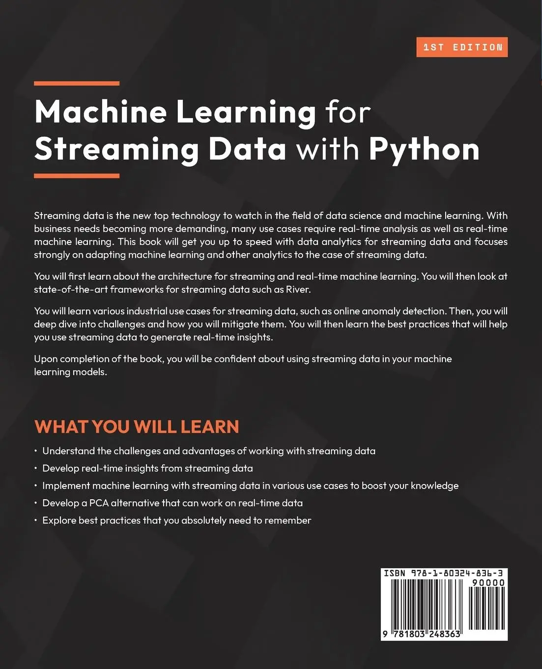 Rückseite: 9781803248363 | Machine Learning for Streaming Data with Python | Joos Korstanje