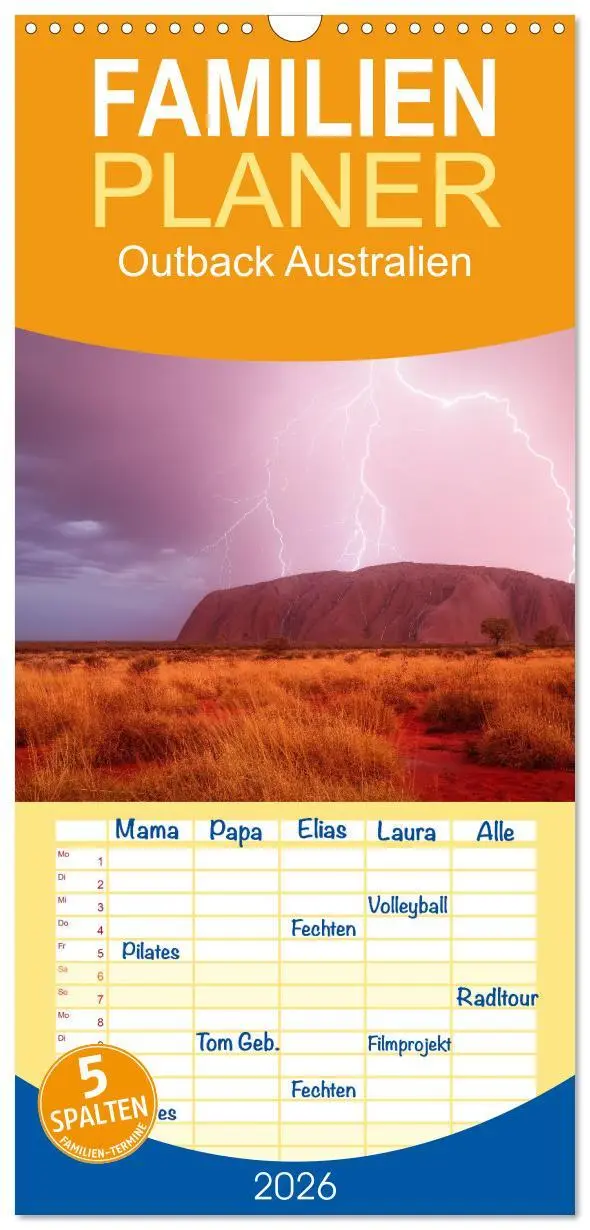 Cover: 9783516498363 | Familienplaner 2026 - Outback Australien mit 5 Spalten...