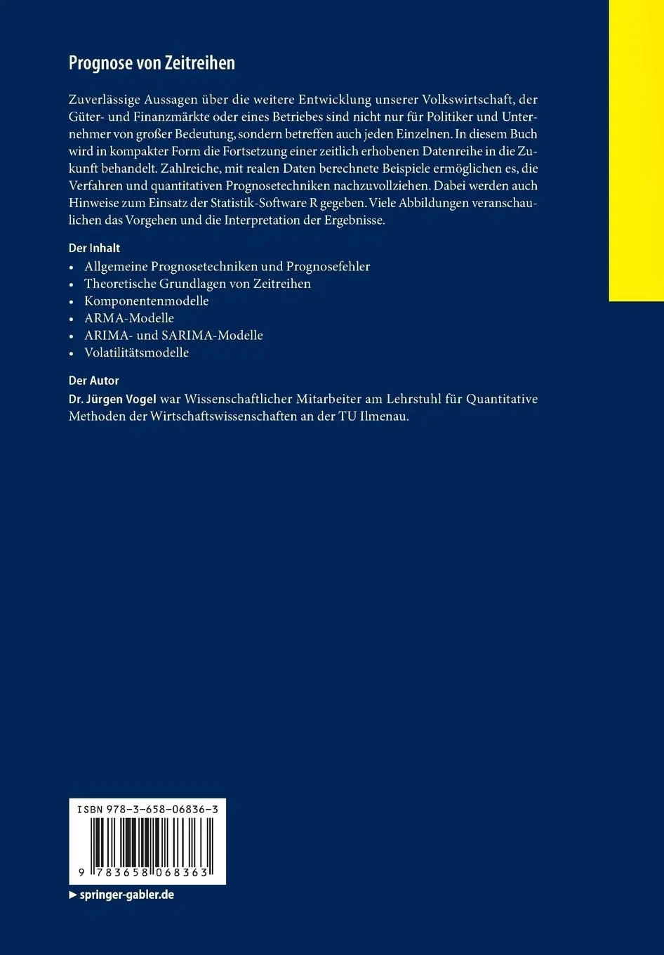 Rückseite: 9783658068363 | Prognose von Zeitreihen | Jürgen Vogel | Taschenbuch | viii | Deutsch