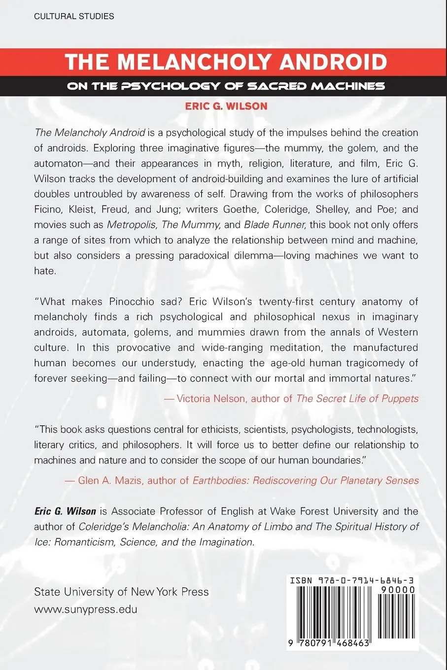 Rückseite: 9780791468463 | The Melancholy Android | On the Psychology of Sacred Machines | Wilson