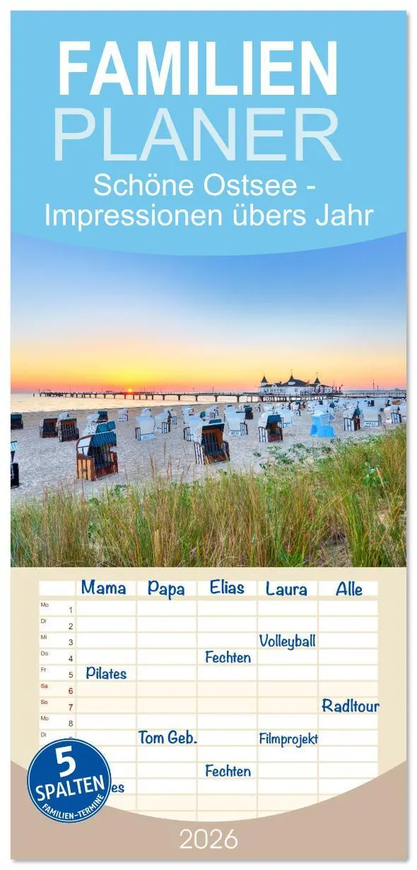 Cover: 9783516628463 | Familienplaner 2026 - Schöne Ostsee - Impressionen übers Jahr mit 5...