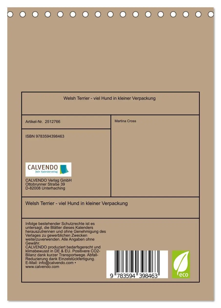 Bild: 9783594398463 | Welsh Terrier - viel Hund in kleiner Verpackung (Tischkalender 2027...