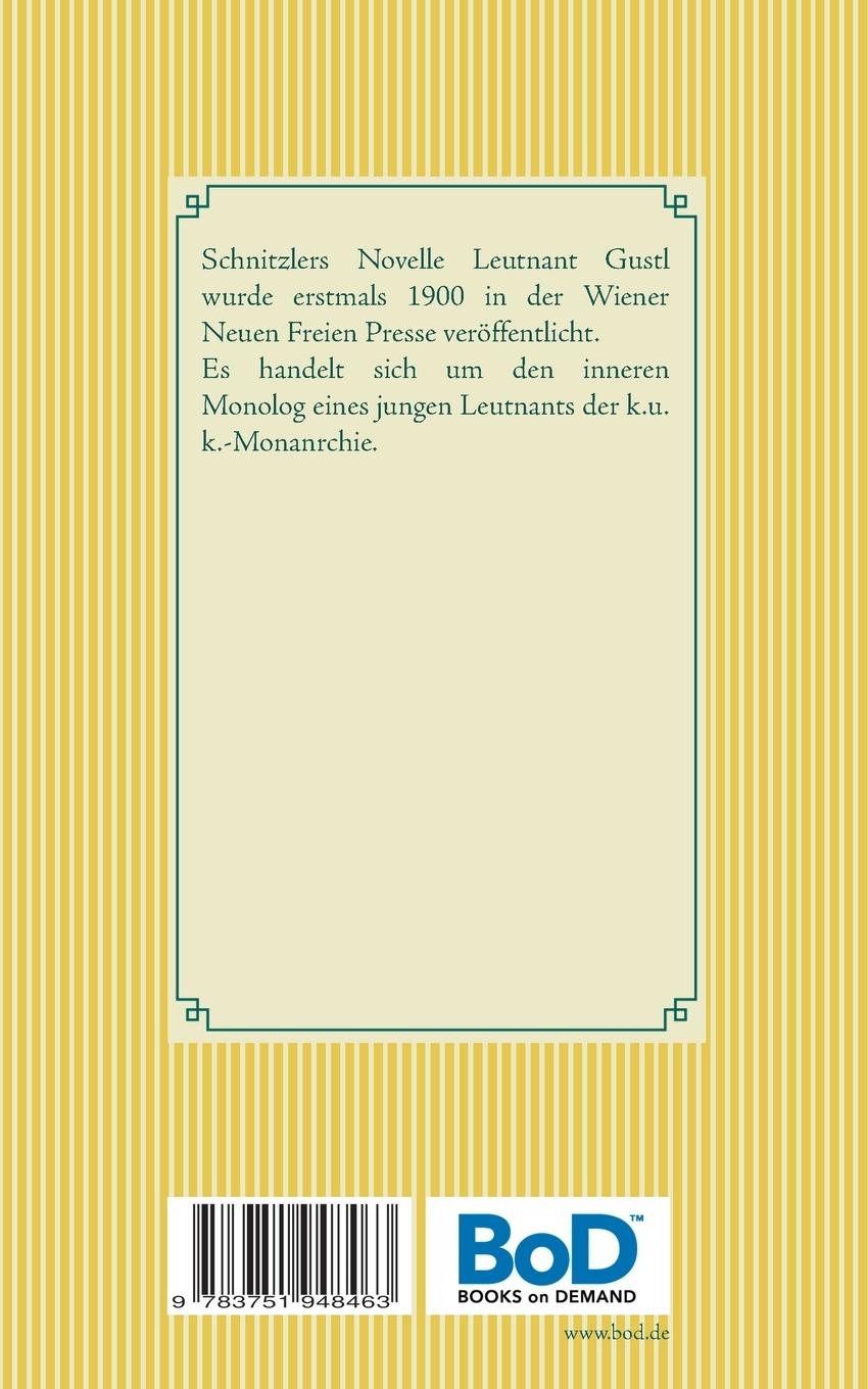 Rückseite: 9783751948463 | Leutnant Gustl | Band 121 | Arthur Schnitzler | Taschenbuch | 52 S.