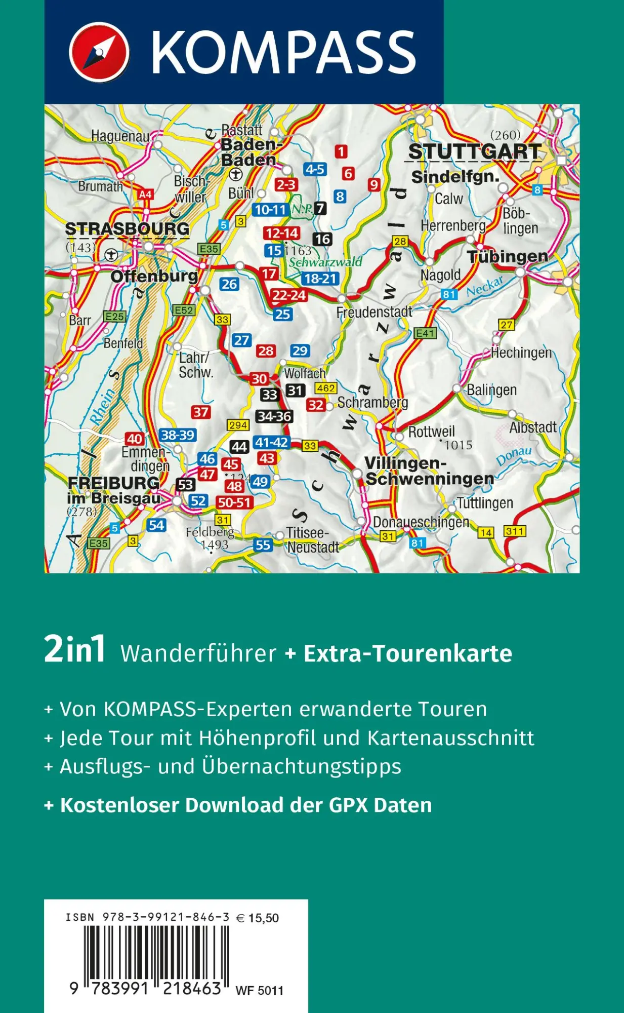 Rückseite: 9783991218463 | KOMPASS Wanderführer Schwarzwald Mitte-Nord, 50 Touren mit...