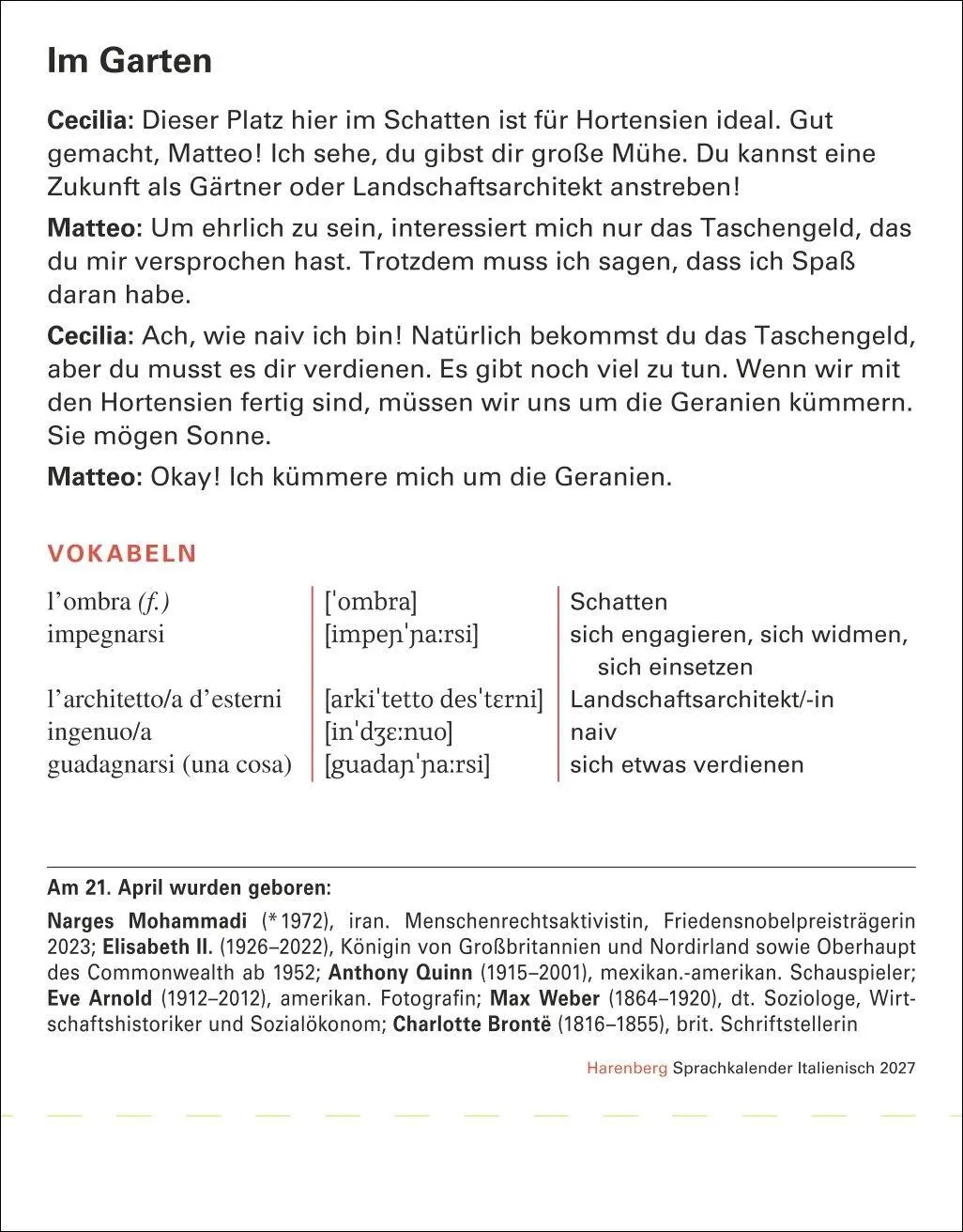 Bild: 9783840038563 | Italienisch Sprachkalender 2027 - Italienisch lernen leicht gemacht...