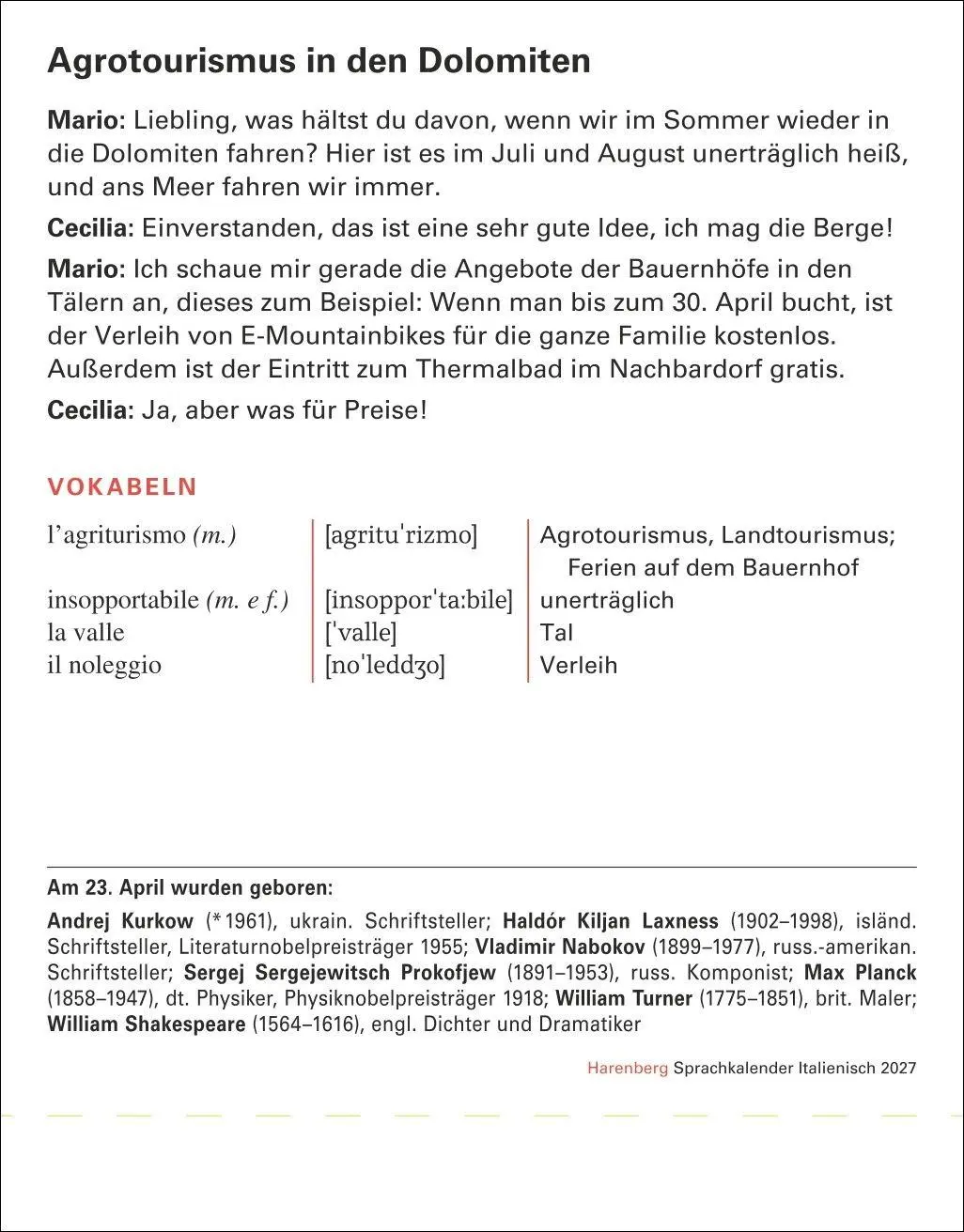 Bild: 9783840038563 | Italienisch Sprachkalender 2027 - Italienisch lernen leicht gemacht...