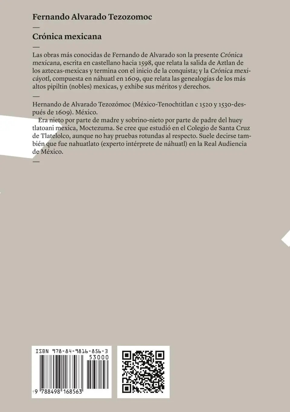 Rückseite: 9788498168563 | Crónica mexicana | Fernando Alvarado Tezozomoc | Taschenbuch | 2024