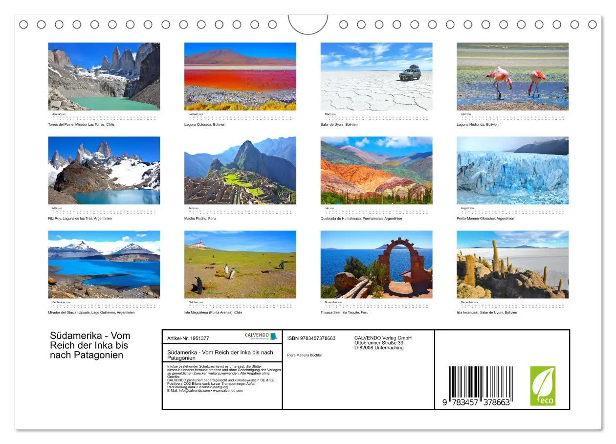 Bild: 9783457378663 | Südamerika - Vom Reich der Inka bis nach Patagonien (Wandkalender...
