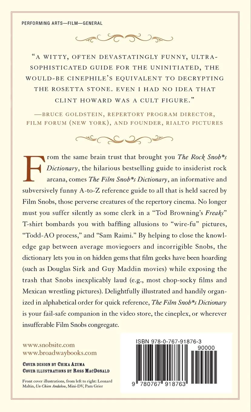 Rückseite: 9780767918763 | The Film Snob*s Dictionary | David Kamp (u. a.) | Taschenbuch | 2006