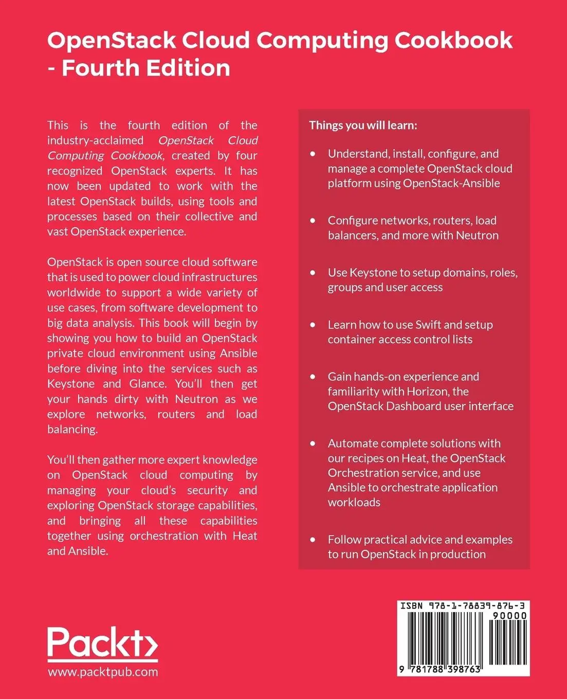 Rückseite: 9781788398763 | OpenStack Cloud Computing Cookbook - Fourth Edition | Jackson (u. a.)