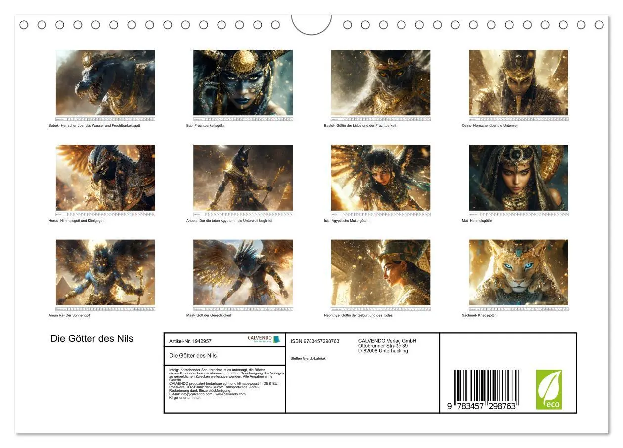 Bild: 9783457298763 | Die Götter des Nils (Wandkalender 2026 DIN A4 quer), CALVENDO...