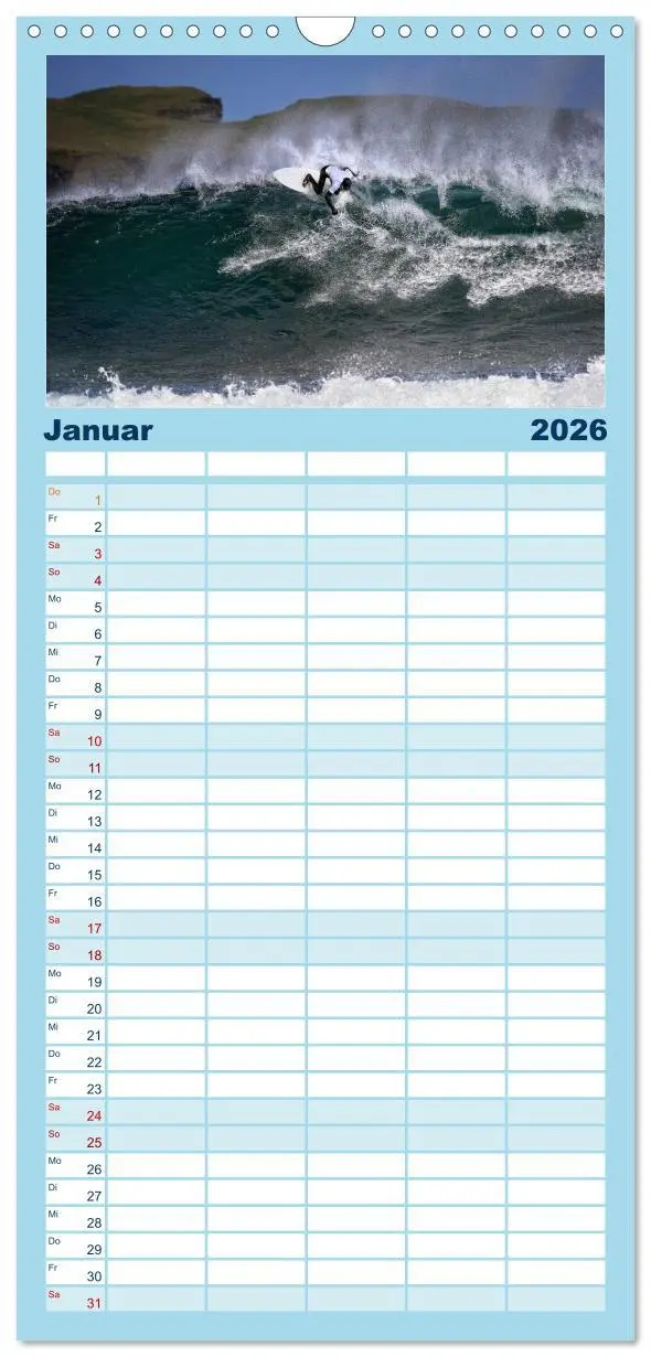 Bild: 9783516518863 | Familienplaner 2026 - Faszination Surfen mit 5 Spalten...