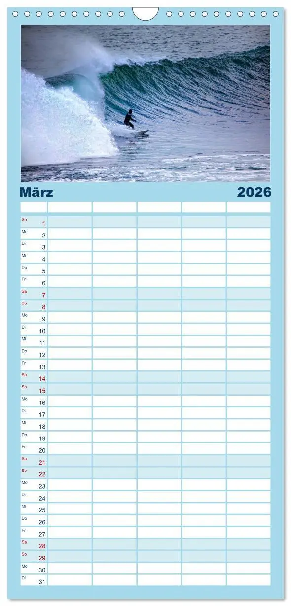 Bild: 9783516518863 | Familienplaner 2026 - Faszination Surfen mit 5 Spalten...