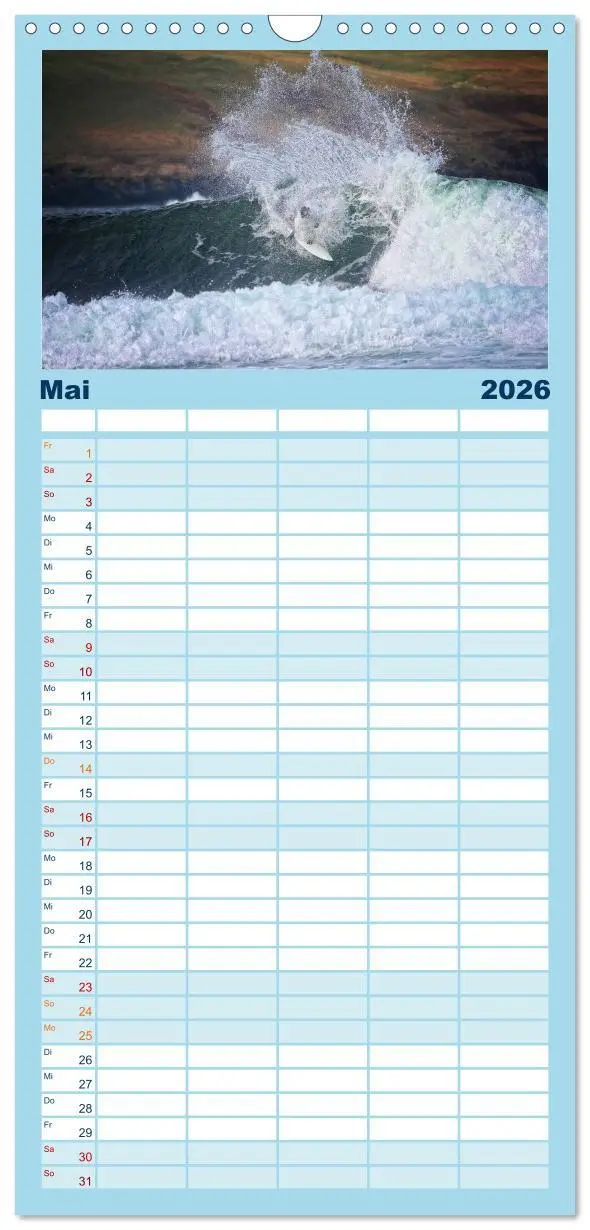 Bild: 9783516518863 | Familienplaner 2026 - Faszination Surfen mit 5 Spalten...