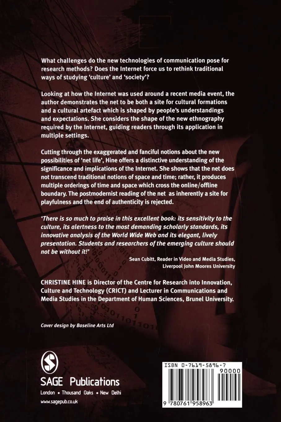 Rückseite: 9780761958963 | Virtual Ethnography | Christine M Hine (u. a.) | Taschenbuch | 2005