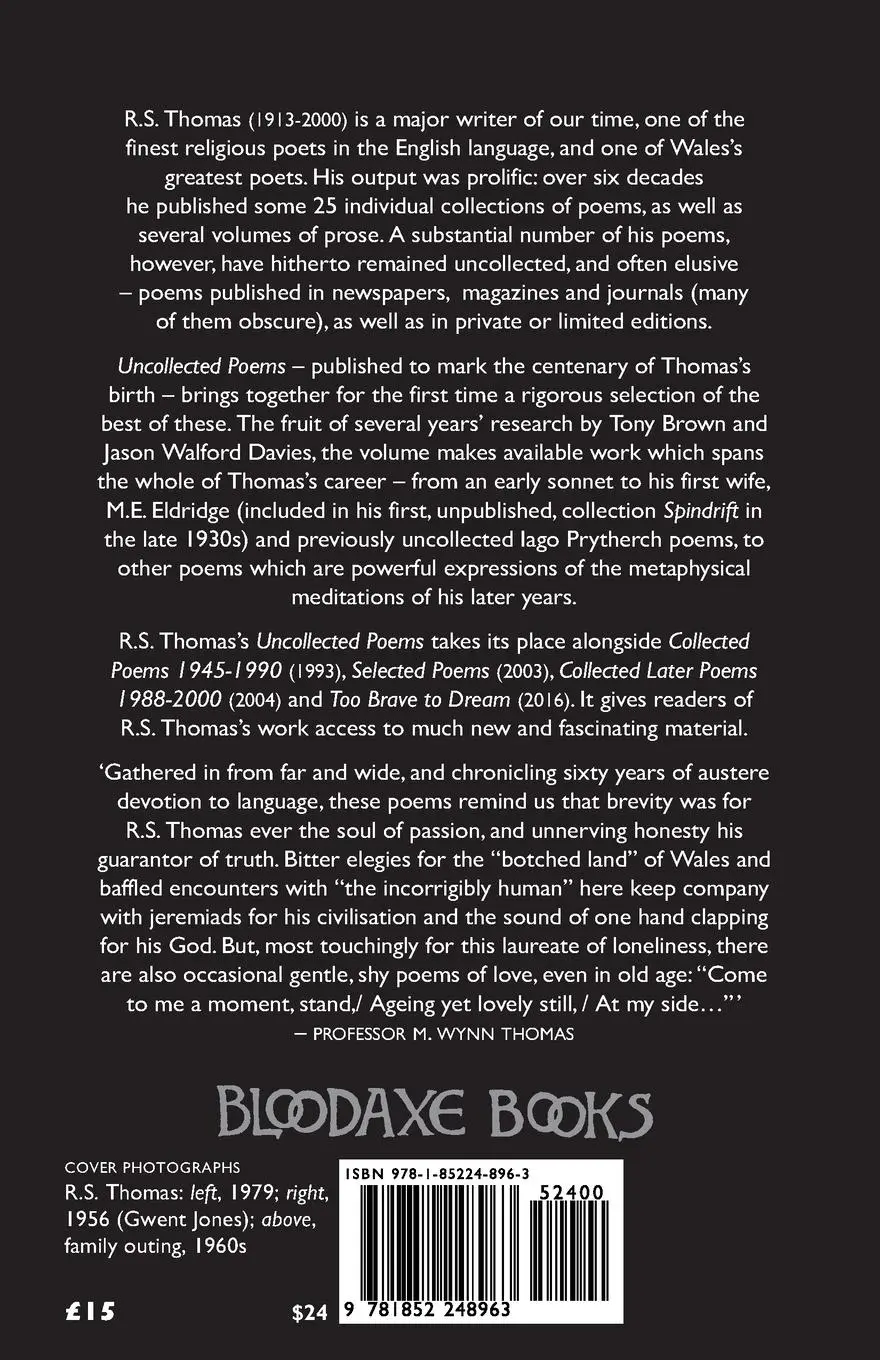 Rückseite: 9781852248963 | Uncollected Poems | R S Thomas | Taschenbuch | Kartoniert / Broschiert