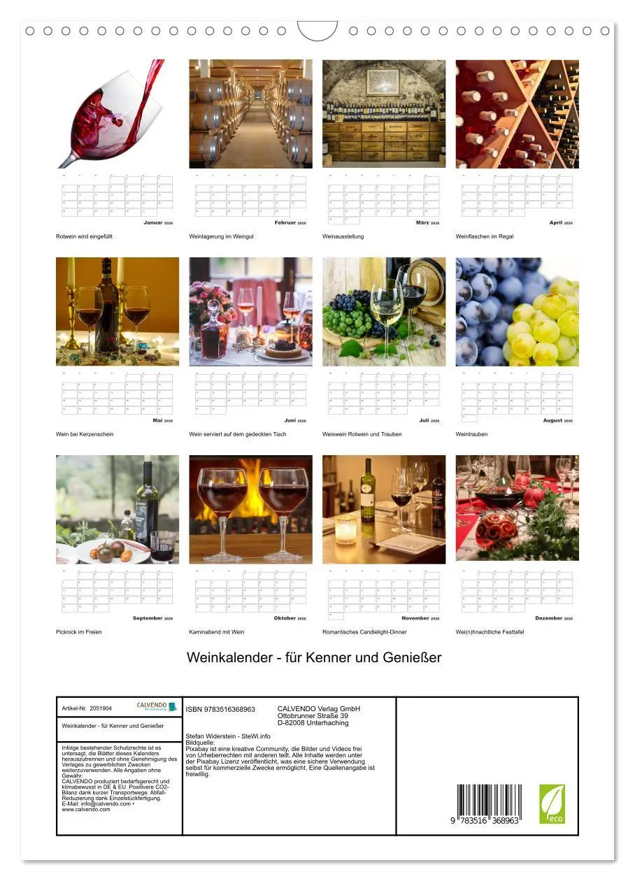 Bild: 9783516368963 | Weinkalender - für Kenner und Genießer (Wandkalender 2026 DIN A3...