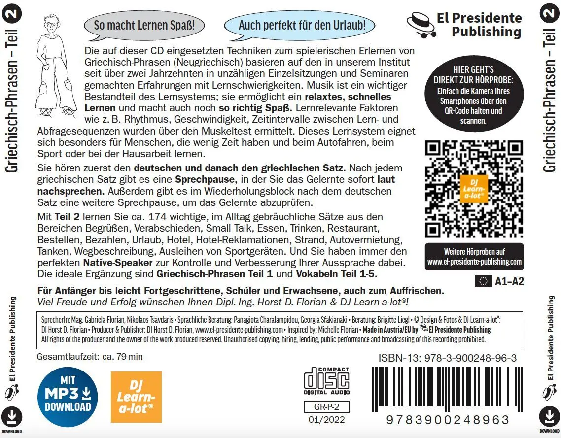 Bild: 9783900248963 | Griechisch-Phrasen spielerisch erlernt.Tl.2,1 Audio-CD mit...