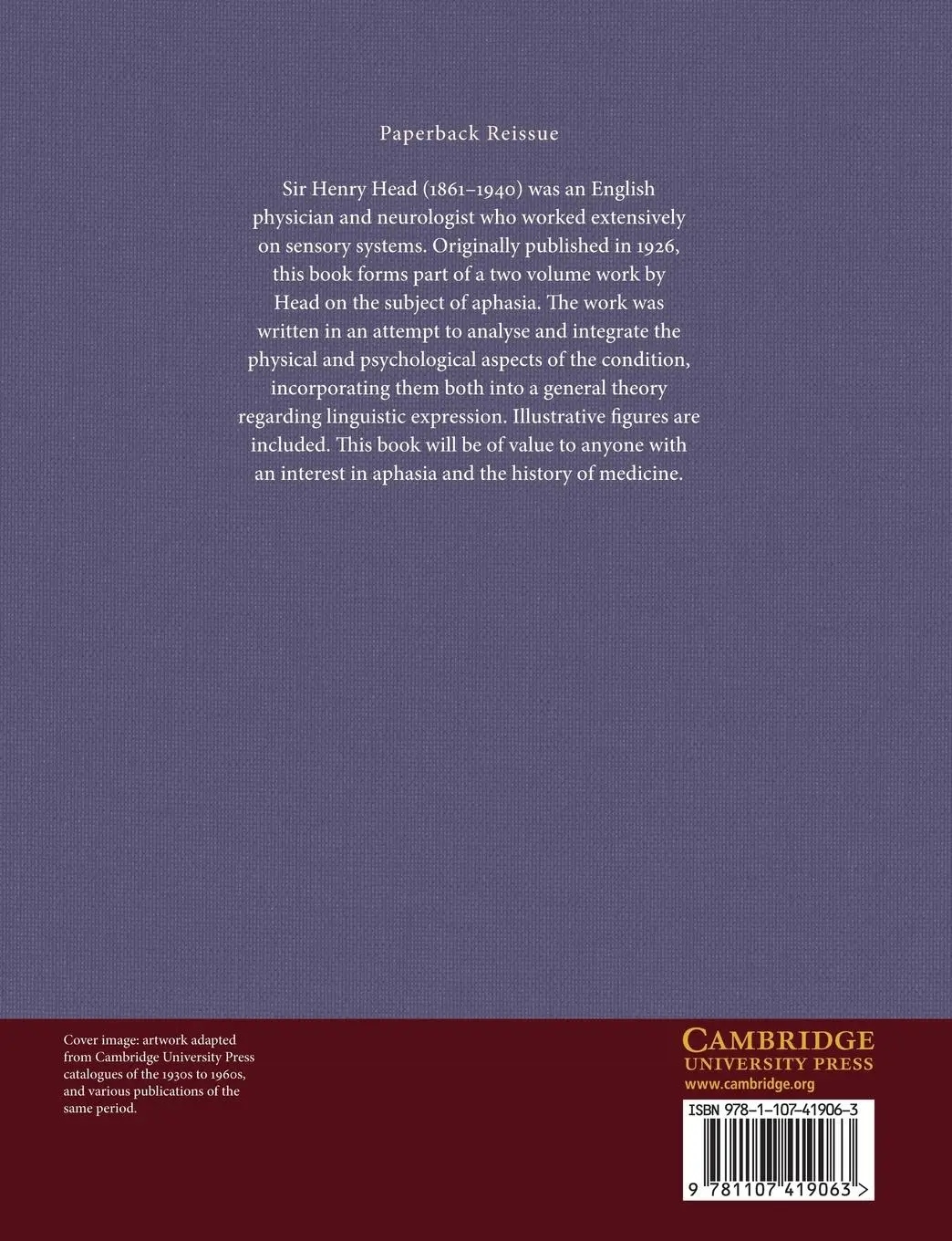Rückseite: 9781107419063 | Aphasia and Kindred Disorders of Speech | Volume 2 | Henry Head | Buch