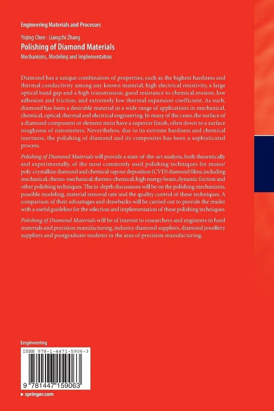 Rückseite: 9781447159063 | Polishing of Diamond Materials | Liangchi Zhang (u. a.) | Taschenbuch