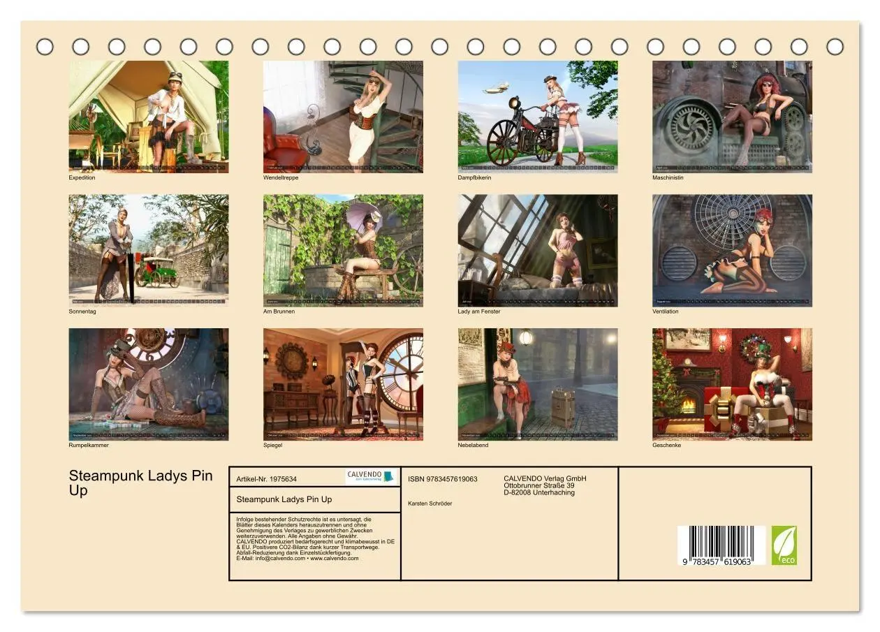 Bild: 9783457619063 | Steampunk Ladys Pin Up (Tischkalender 2026 DIN A5 quer), CALVENDO...