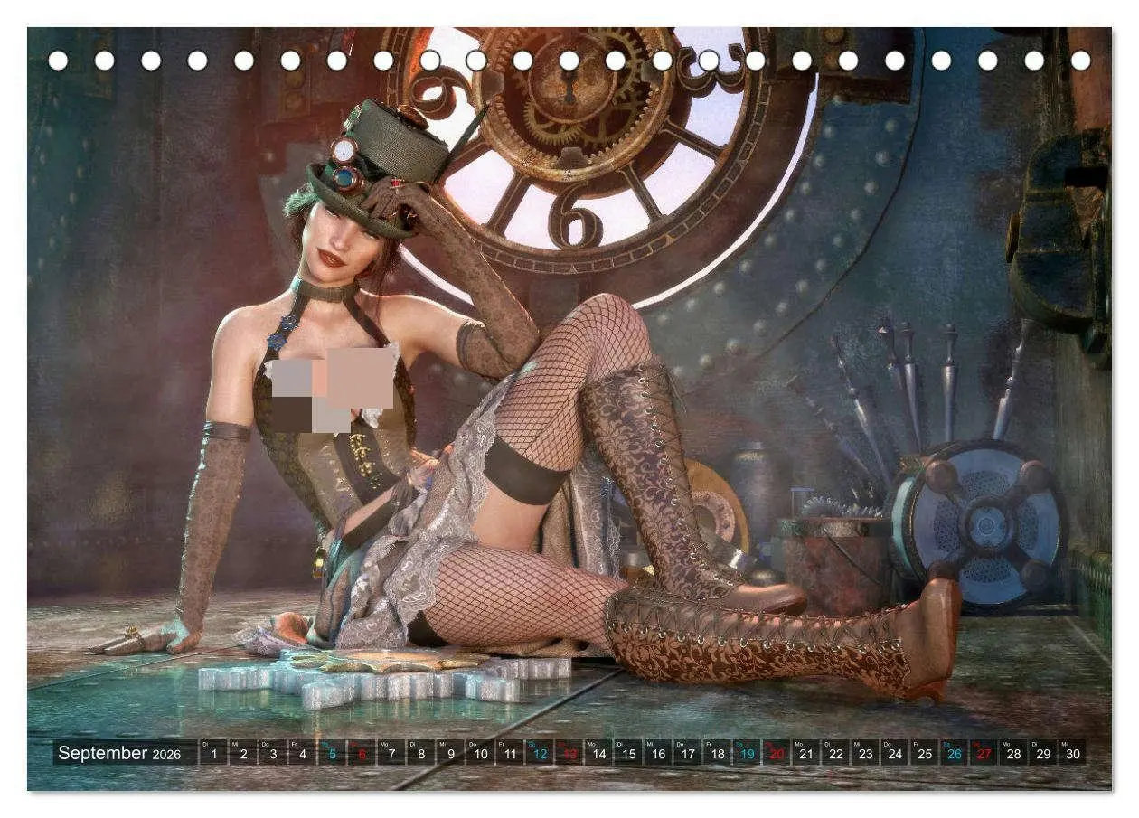 Bild: 9783457619063 | Steampunk Ladys Pin Up (Tischkalender 2026 DIN A5 quer), CALVENDO...