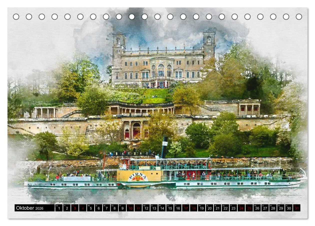 Bild: 9783457859063 | Sächsische Dampfer Aquarelle (Tischkalender 2026 DIN A5 quer),...