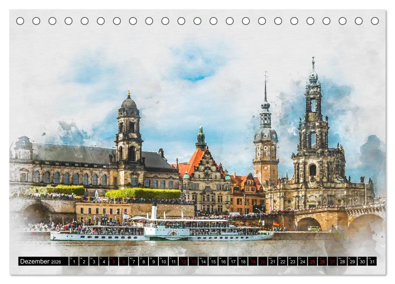 Bild: 9783457859063 | Sächsische Dampfer Aquarelle (Tischkalender 2026 DIN A5 quer),...