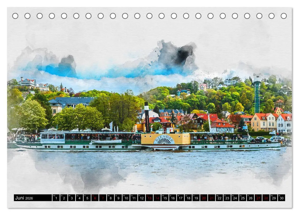 Bild: 9783457859063 | Sächsische Dampfer Aquarelle (Tischkalender 2026 DIN A5 quer),...
