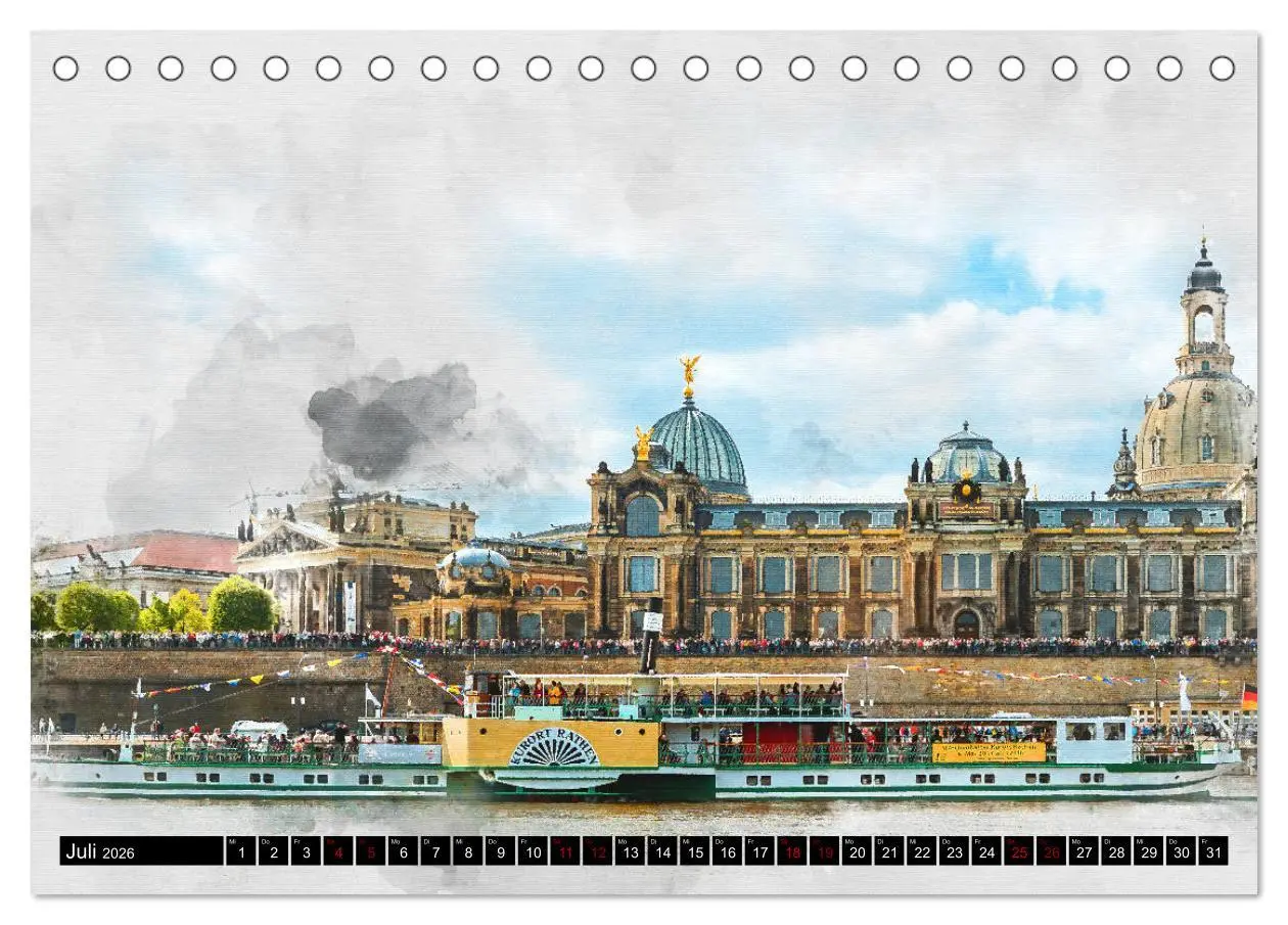 Bild: 9783457859063 | Sächsische Dampfer Aquarelle (Tischkalender 2026 DIN A5 quer),...
