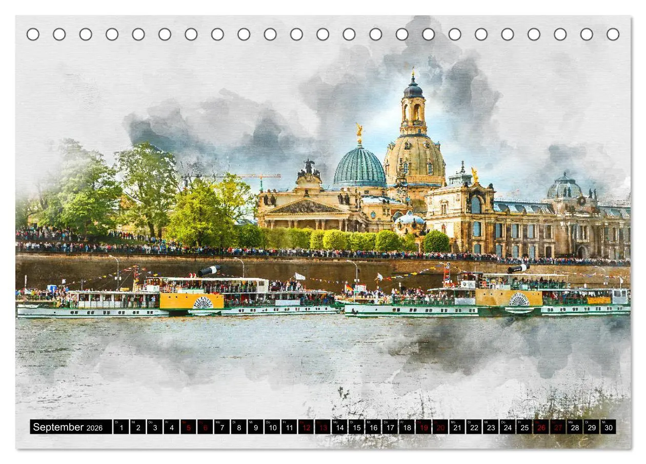 Bild: 9783457859063 | Sächsische Dampfer Aquarelle (Tischkalender 2026 DIN A5 quer),...