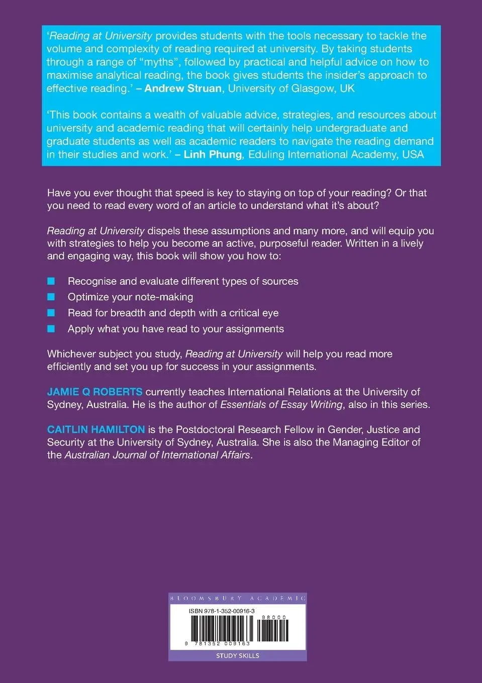 Rückseite: 9781352009163 | Reading at University | How to Improve Your Focus and Be More Critical