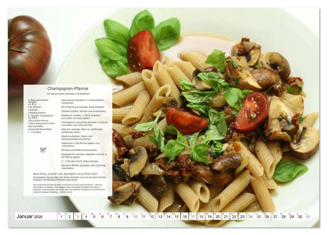 Bild: 9783516629163 | Pasta und Gemüse (Wandkalender 2026 DIN A4 quer), CALVENDO...