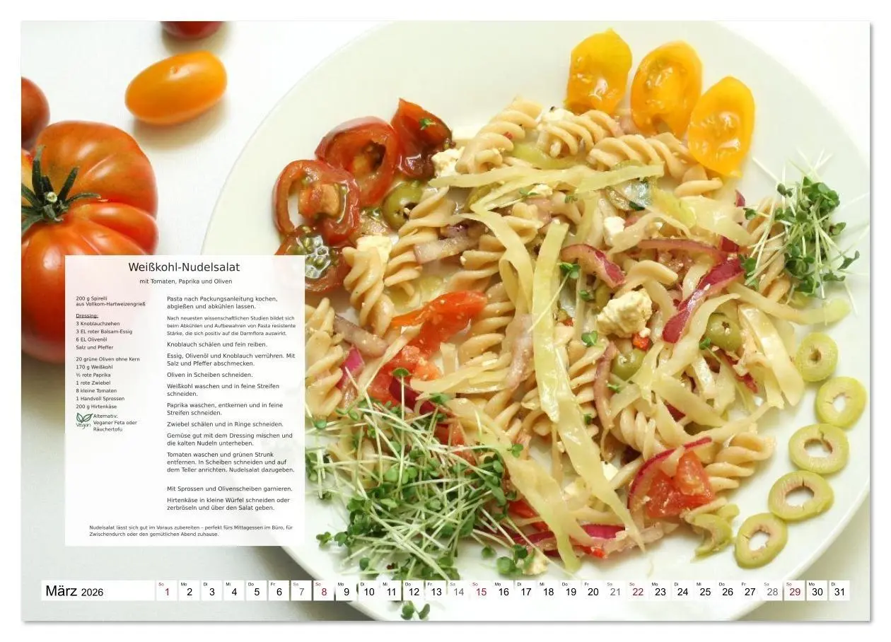 Bild: 9783516629163 | Pasta und Gemüse (Wandkalender 2026 DIN A4 quer), CALVENDO...