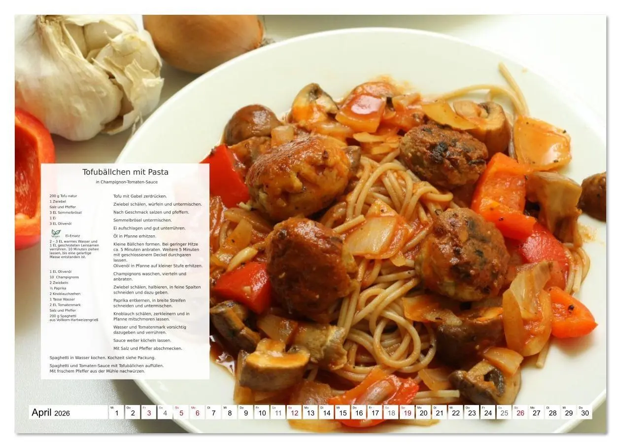 Bild: 9783516629163 | Pasta und Gemüse (Wandkalender 2026 DIN A4 quer), CALVENDO...