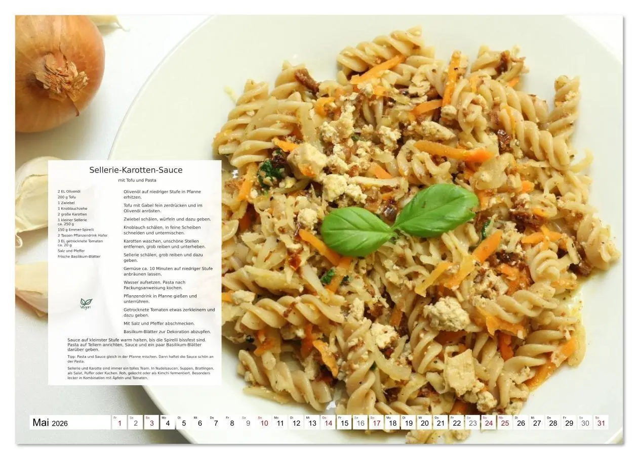 Bild: 9783516629163 | Pasta und Gemüse (Wandkalender 2026 DIN A4 quer), CALVENDO...