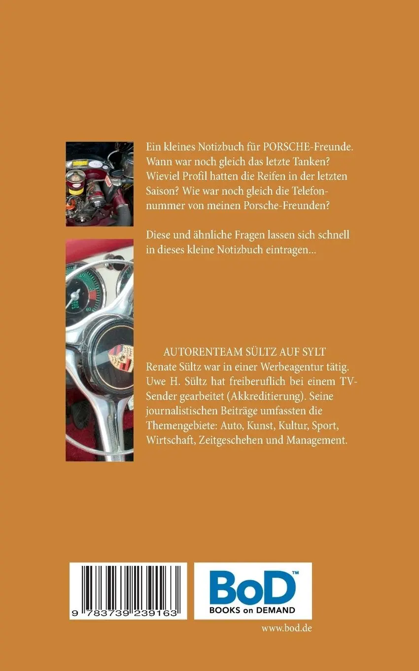 Rückseite: 9783739239163 | Notizbuch für Porsche Freunde | Renate Sültz (u. a.) | Taschenbuch