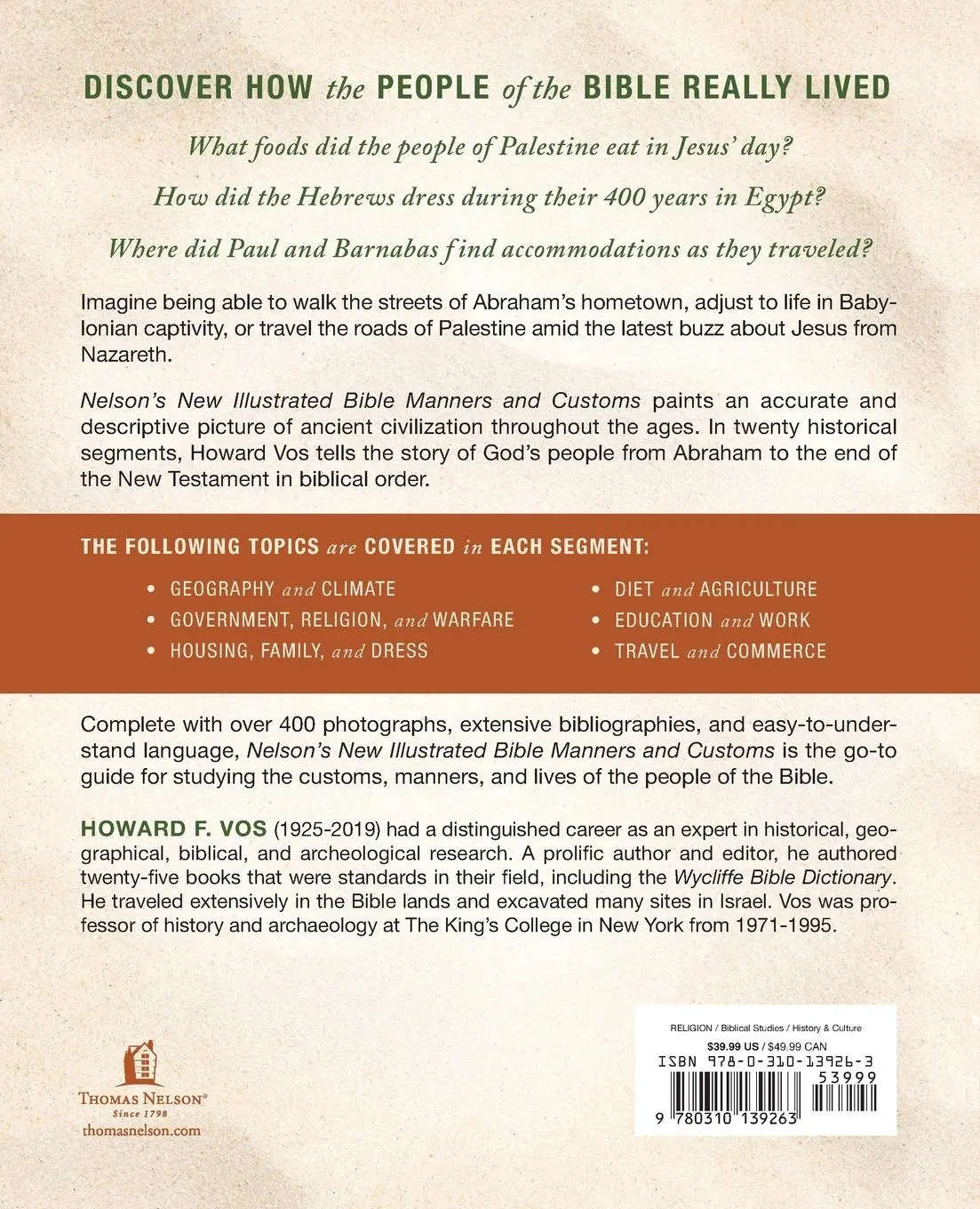 Rückseite: 9780310139263 | Nelson's New Illustrated Bible Manners and Customs Softcover | Vos
