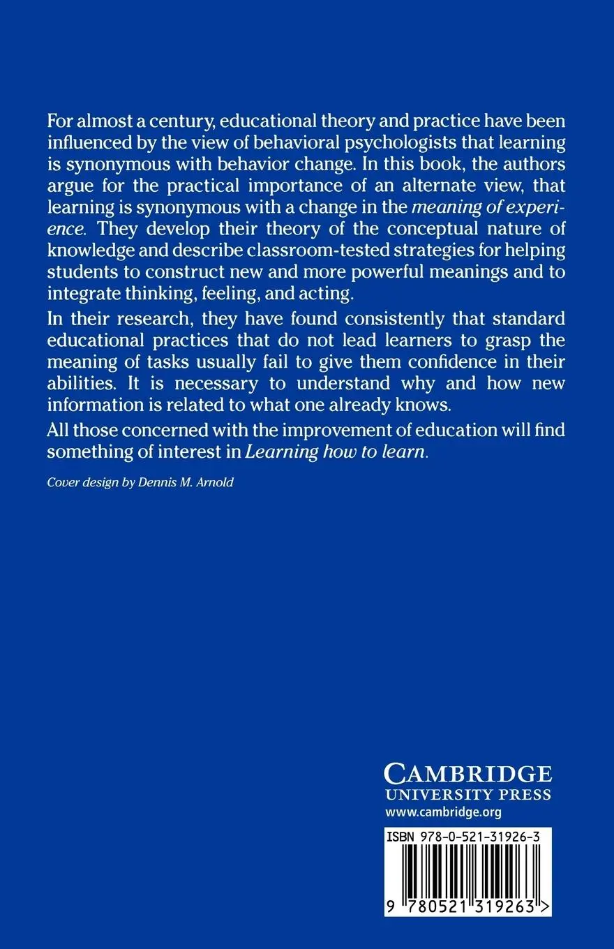 Rückseite: 9780521319263 | Learning How to Learn | Joseph D. Novak (u. a.) | Taschenbuch | 2010
